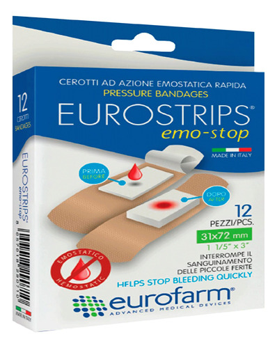 Curita Eurostrips Emo - Stops 31x72mm 12 Unidades Eurofarm