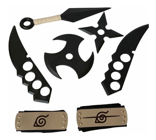 Pack Naruto Vincha X2 Pvc+ Kunai + Shuriken + Cuchillas