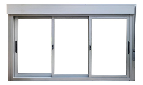 Ventana Corrediza De 3 Hojas Y 3 Guías Con Cortina Pvc