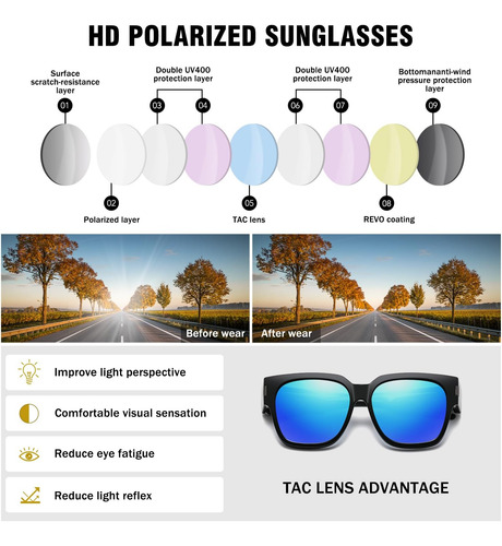 Duco Fit Over Sunglasses Gafas De Sol Envolventes Polarizada