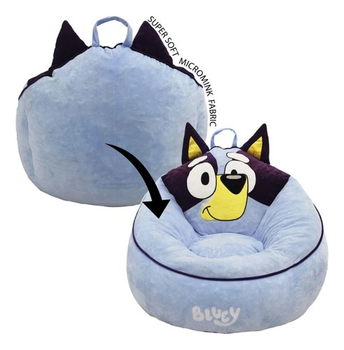 Bluey Sillón Puf De Espuma Comprimida Para Niños Azul / B Azul Claro