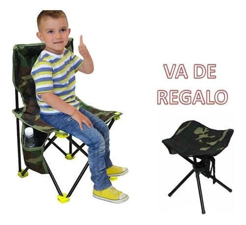 Silla Camping Infantil Plegable Estampado Camuflado