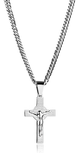 Corrente Cordão 70 Cm Pingente Cruz Aço Inox Masculino