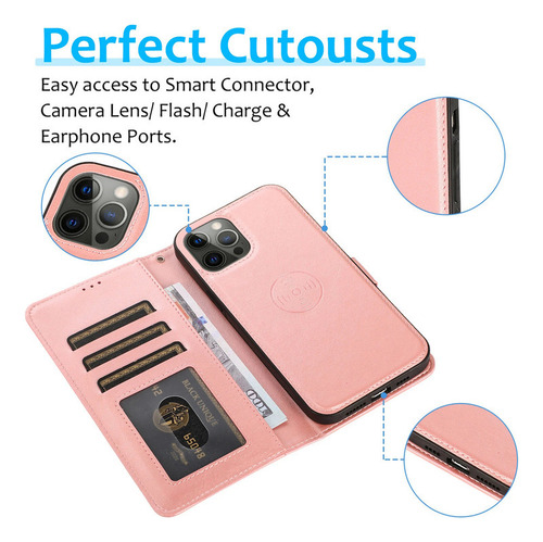 Funda Tipo Cartera De Piel Con Tapa Magnética 2 En 1 Para Ip