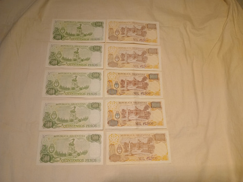 Billetes Argentina Pesos Ley 18.188 500 Y 1000 X10 Sc Y Sc-