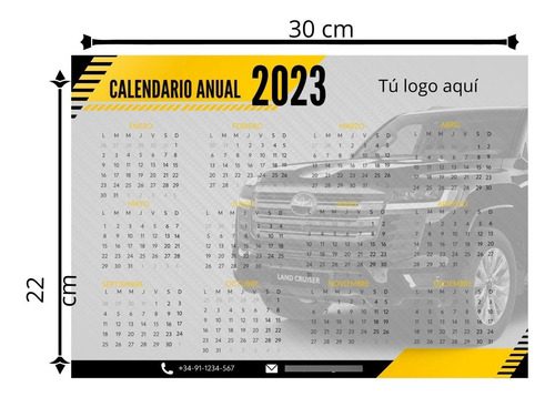 Calendario 2023 Horizontal De Pared Pack 50 Und.