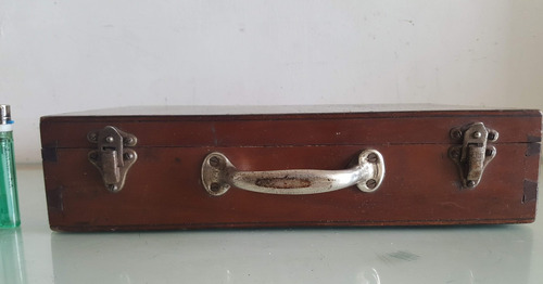Antigua Caja Maleta Portafolio Organizador Madera Herrajes (Usado)