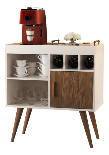 Bancada Buffet Aparador Paris Sala Retrô 1 Porta Cantinho Do Café Offwhite/freijó