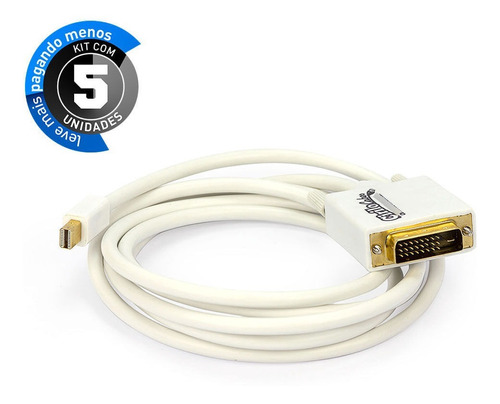 Cabos Mini Displayport Para Dvi - 1,8 Mt - Kit 5