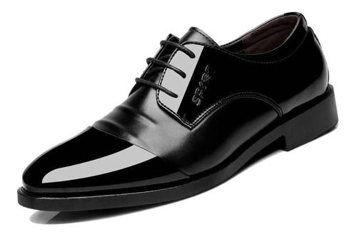 Zapatos De Vestir Caballero Charol Negro Casual Cuero Formal