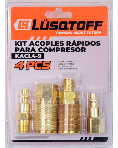 Kit Acople Rapido De 1/4 Racord Para Compresor Lusqtoff