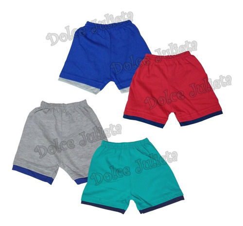 Pack X 4 Shorts 100% Algodon Jersey Combinado Bebes Niños  