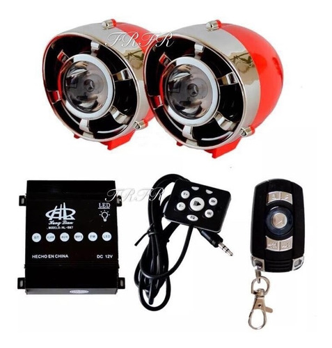 Faro Bocina Amplificador Con Luz Alarma Moto Bluetooth Sd Fm