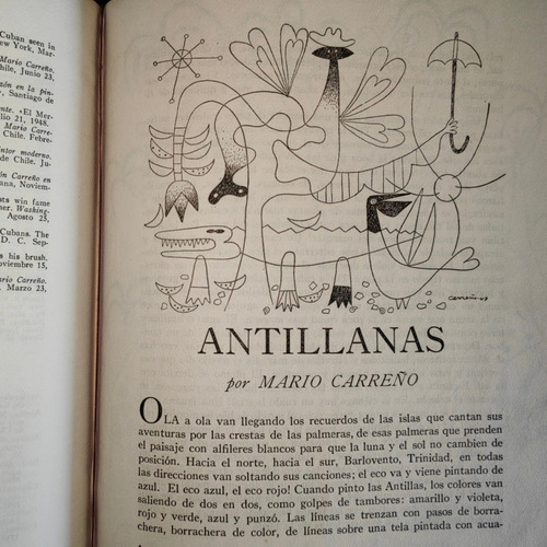 Mario Carreño Antillanas Primera Edición 1949 (Usado)
