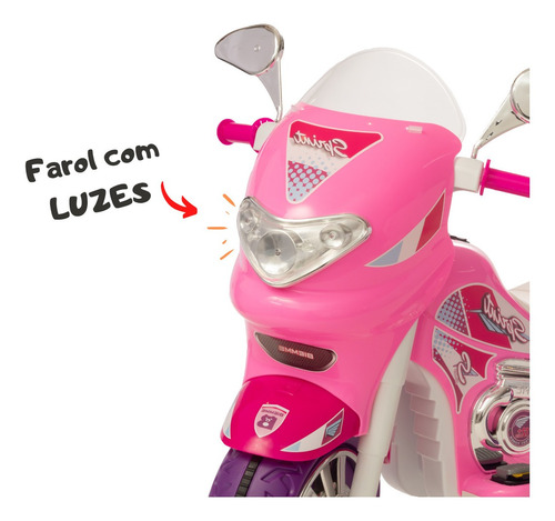 Imagem 3 de 7 de Mini Moto Elétrica Sprint Triciclo Menina C/ Capacete 12v