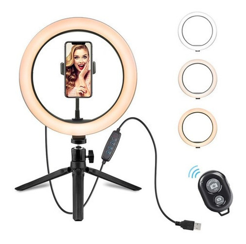 Aro De Luz Led 10 PuLG Selfie Ring Para Celular Con Tripode