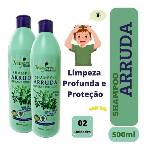  2 Shampoo De Arruda Mata Piolho E Lêndeas Limpeza E Proteção