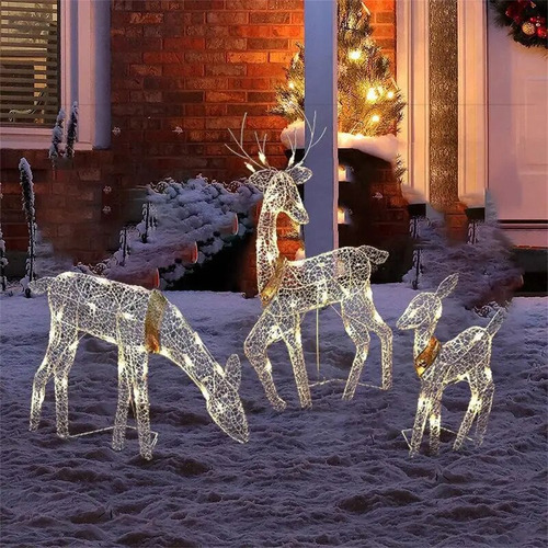 Kit De Renos Con Forma De Adorno Navideño Led, 3 Piezas