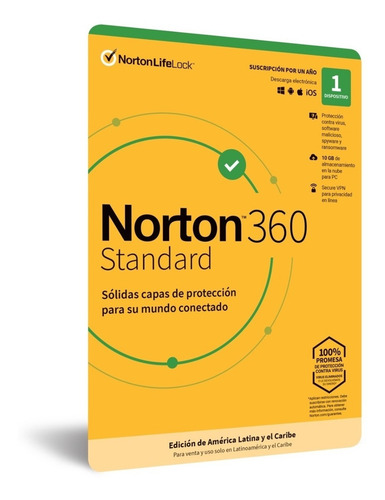 Imagen 4 de 4 de Antivirus Norton 360 Standard 1 Dispositivo 10gb Nube Vpn