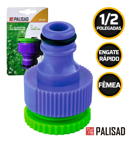 Conector Femea De Plastico C/ Bucha 1/2 Para 3/4 Palisad