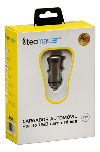 Cargador De Auto 1 Puerto Usb Carga Rápida 18w 3a Tm-200527