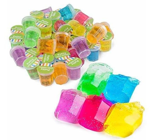 48 Pack Surtido Neon Color Sl Kicko Mini Putty Con Glitter 