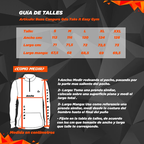Imagen 2 de 2 de Buzo Canguro Gdo Take It Easy Gym - Entrenamiento