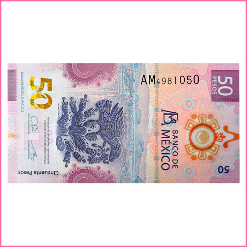 Billete De 50 Pesos Mexicanos Ajolote Serie Am4981050