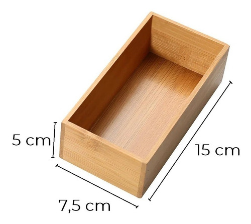 Imagem 3 de 5 de Organizador Para Gavetas De Bambu 15x7x5 Cm Yoi Empilhavel