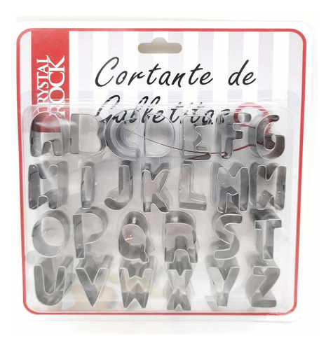 Set X 24 Moldes Cortantes Galletas Acero Inoxidable Letras Color Plateado