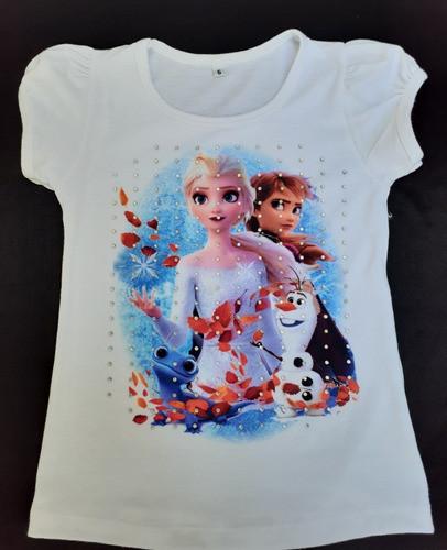 Remera Frozen Con Strass Y Mangas Princesa