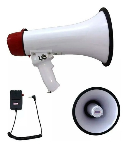 Imagen 3 de 3 de Megafono De Mano 9 PuLG C/ Microfono, Sirena 25w Radox