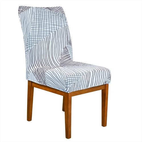 04 Capas P/ Cadeira Jantar Malha Gel Com Elástico Estampadas Cor Geo Escandinavo Desenho do tecido Liso