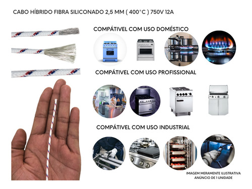 2 Metros De Cabo Híbrido 2,5 Mm Alta Temperatura 750v 400 °c