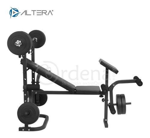Imagen 2 de 8 de Banco De Pesas Altera Multiposiciones Kit De Discos Gym
