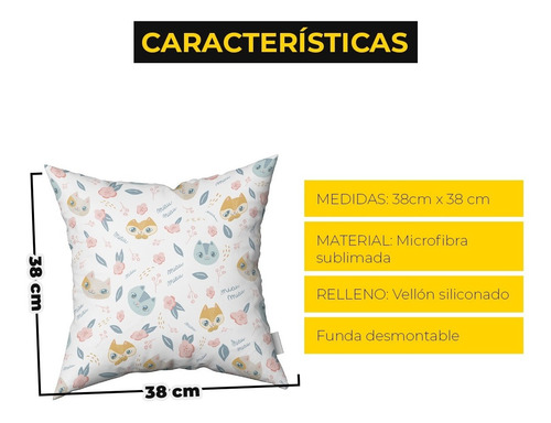 Imagen 3 de 3 de Almohadon Almohadones Decorativos De 40x40 Gatitos Nordicos