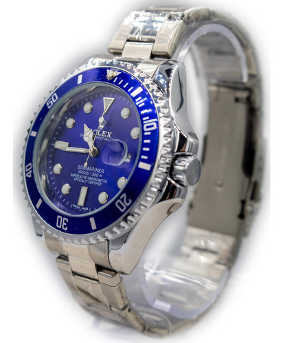 Relógio Rolex Submariner-style Luxo Subaquático Prata Azul