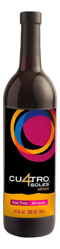 Vino Tinto Afrutado Mexicano Cuatro Soles Blend 750ml