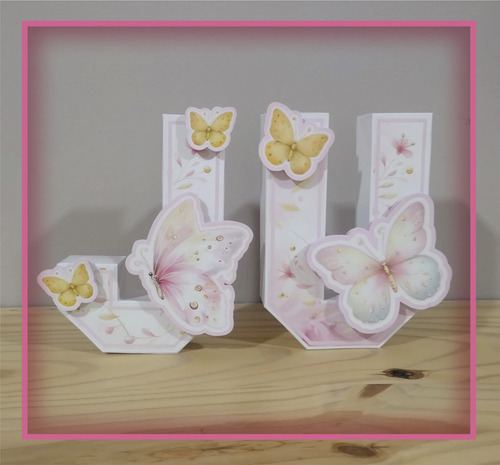 Letras 3d Personalizadas Para Candy Bar - Modelo Mariposas