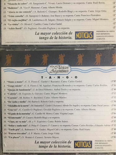 Lote 9 Cds Los Clásicos Argentinos. Tango. Precio Por Todos