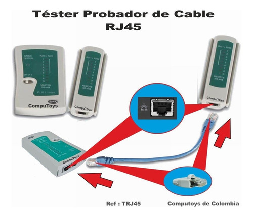 Imagen 2 de 7 de Tester Continuidad Cable Utp Rj45 Ref: Trj45 Computoys Sas