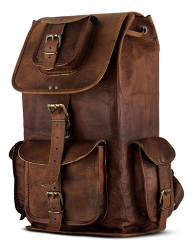 Parrys Leather World Mochila De Cuero De Cabra De Grano Comp