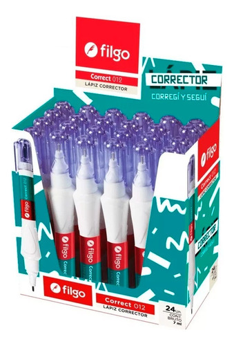 Corrector Liquid Paper Lapiz Filgo Escuela Niños 7 Ml X24