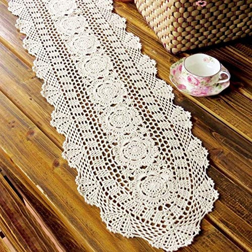 Kepswet 100% Algodón Hecho A Mano Crochet Encaje Oval Table