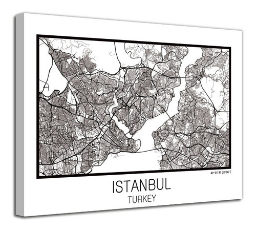 Cuadro Istanbul Turkey Mapa En Lienzo Decorativo Foto Canvas
