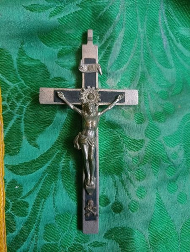 Antiguo Crucifijo Religioso De Ebano Cristo M2