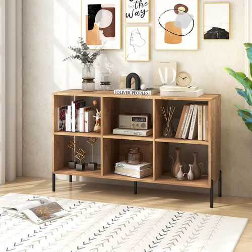 Estantería Organizadora De Madera Con 6 Cubos Y 3 Niveles