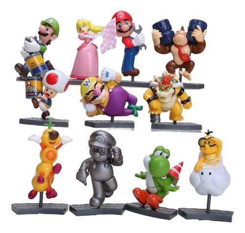 Set Con 11 Muñecos De Colección Mario Bros Yoshi Luigi Dk