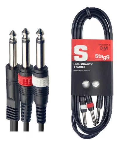 Cable De Audio Plug Mono A 2 Plug 3 Metros Stagg