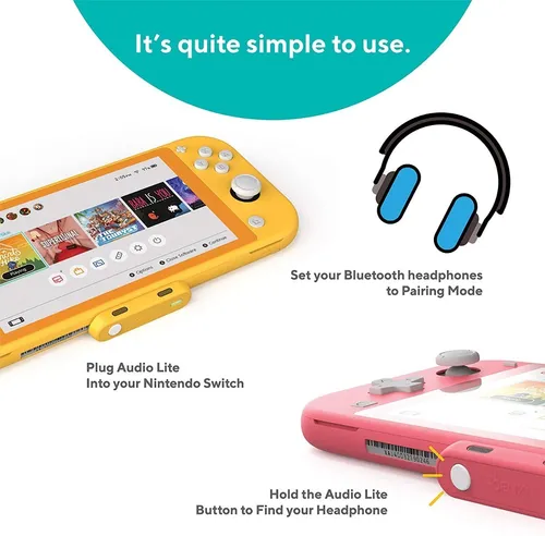 Adaptador Genki Switch Lite Amarelo Bluetooth 5.0 Aptx